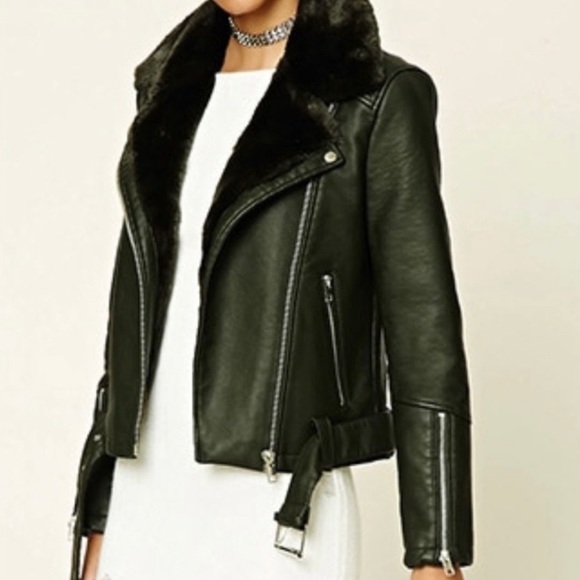 Faux Fur Moto Jacket - Picture 2 of 16